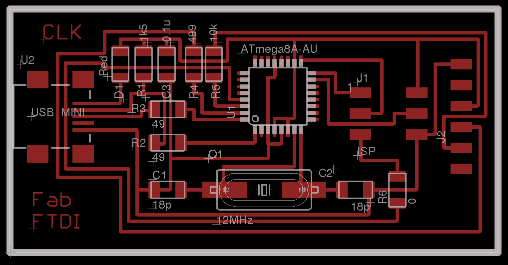 FabFTDI-mega8 board layout